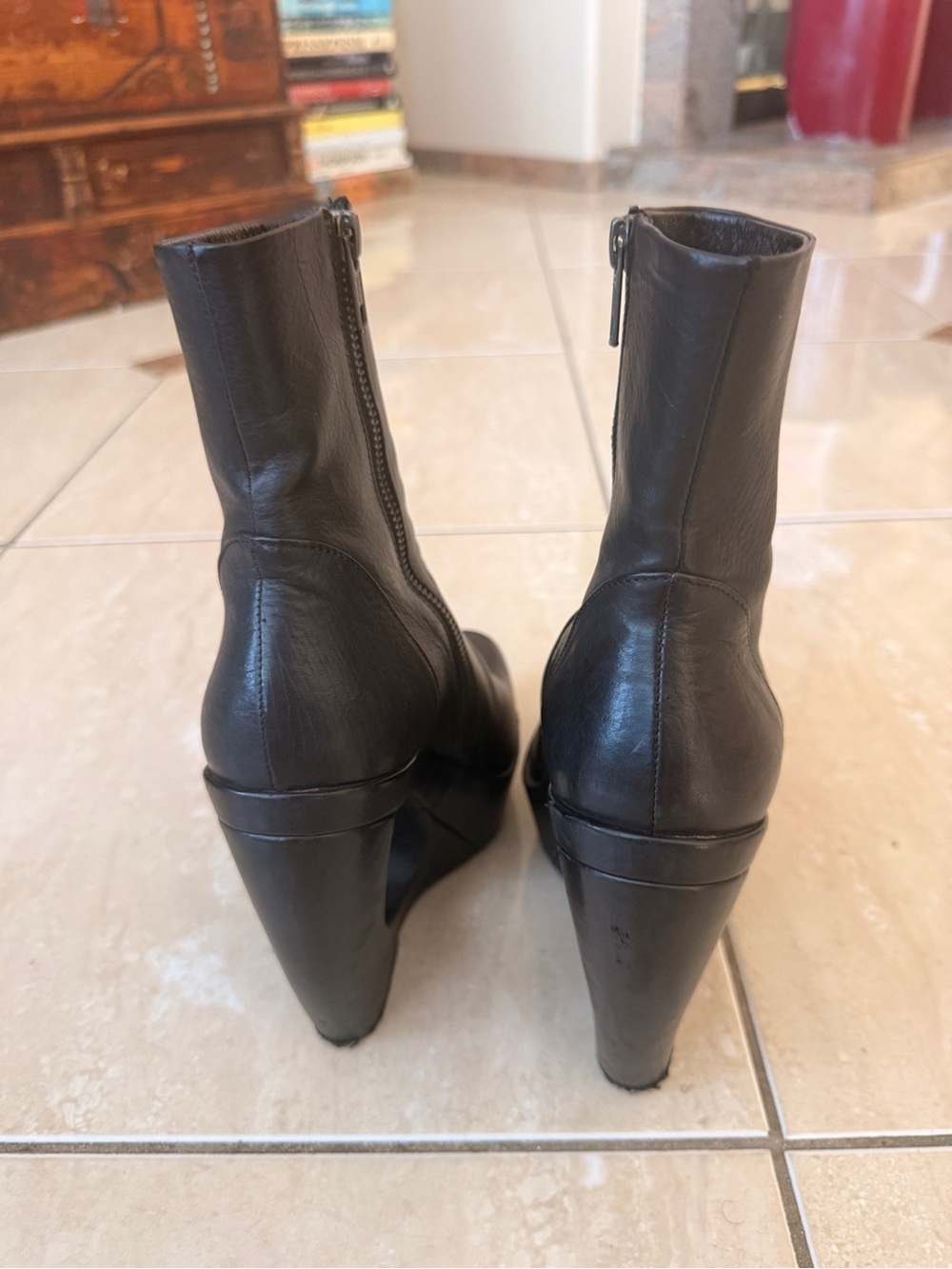 Ann Demeulemeester Cut Out Negative Space Wedge Peep Toe Shoe RARE EU 37 1/2 - Picture 5 of 8